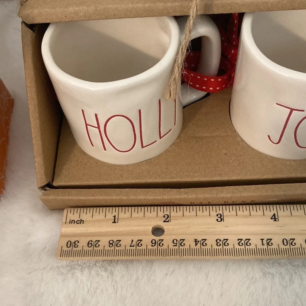 Rae Dunn Holly and Jolly Mini Mug Ornaments
